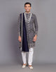 All Over Premium Thread Embroidery work Raw Silk Indo Western Set with Dupatta
