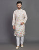 Elegant All Over Floral Print Cotton Men Kurta