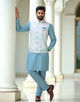 Milky Silk Fabric Floral design Thread work Light Blue Kurta Jacket
