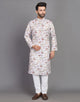 Cotton Leaf & Birds Printed Party Wear Style Kurta Men