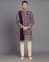 All Over Premium Thread Embroidery work Raw Silk Indo Western Set with Dupatta