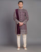 All Over Premium Thread Embroidery work Raw Silk Indo Western Set with Dupatta