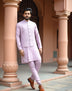 Onion Colour Floral Sequence work Milky Silk Kurta Jacket Set