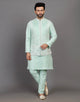 Raw Silk Thread & Embellished Kurta Jacket Set