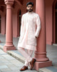 Light Pink Thread Embroidery Design Floral Raw Silk Kurta Jacket Set