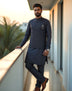 All Over Sequence work Black Self Design Raw Silk Kurta Set