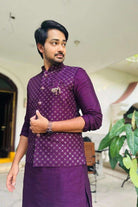 Violet Sequence Kurta Jacket Set