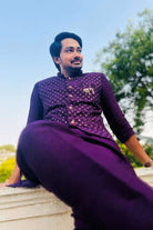 Violet Sequence Kurta Jacket Set