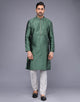 Soft Silk All Over Floral Self Design Thread Work Kurta Set