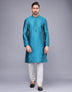 Soft Silk All Over Floral Self Design Thread Work Kurta Set