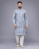 Stylish Floral Print Soft Silk Kurta Pajama Set