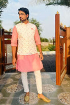 Blush Pink Brocade Design Kurta Jacket