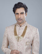 Self All Over Floral Jacquard Design Indo Sherwani