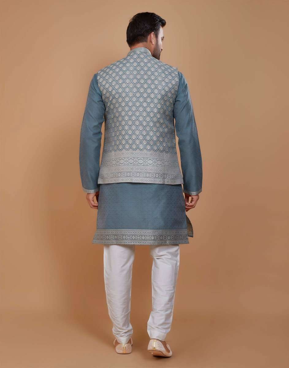 Self Design Pattern Kurta Jacket Set