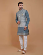 Self Design Pattern Kurta Jacket Set