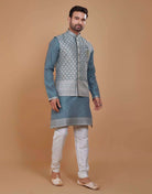 Self Design Pattern Kurta Jacket Set