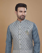 Self Design Pattern Kurta Jacket Set