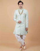 Self All Over Floral Jacquard Design Indo Sherwani