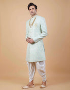 Self All Over Floral Jacquard Design Indo Sherwani