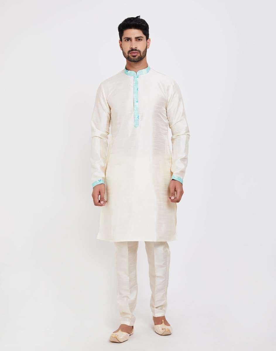 Self Brocade Kurtha Set