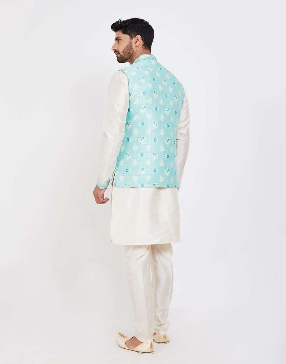 Self Brocade Kurtha Set