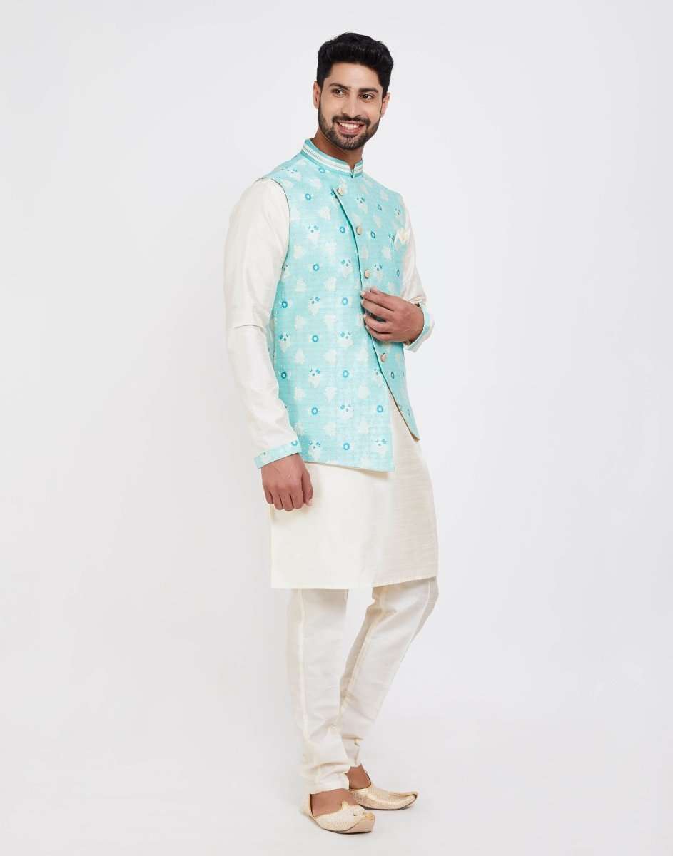 Self Brocade Kurtha Set