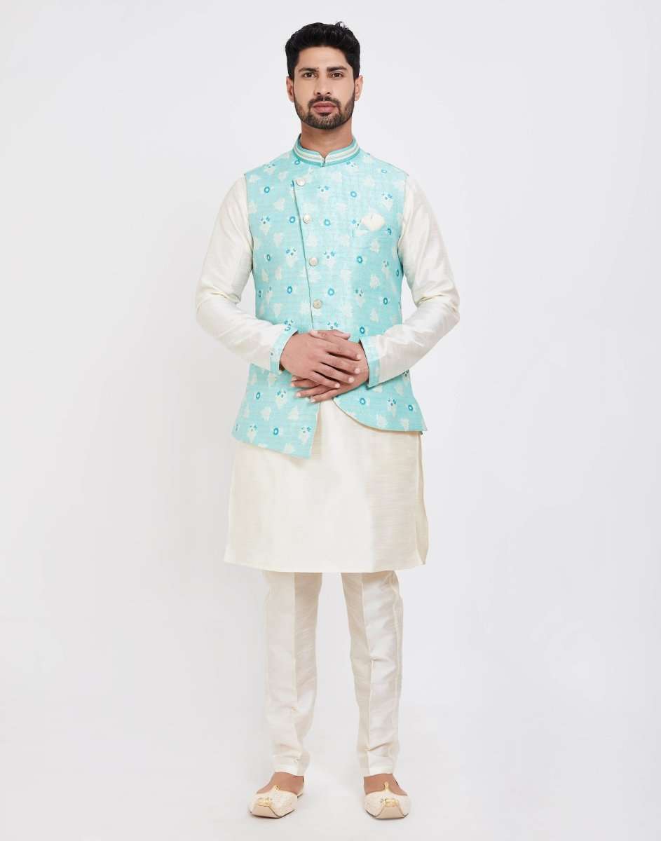 Self Brocade Kurtha Set