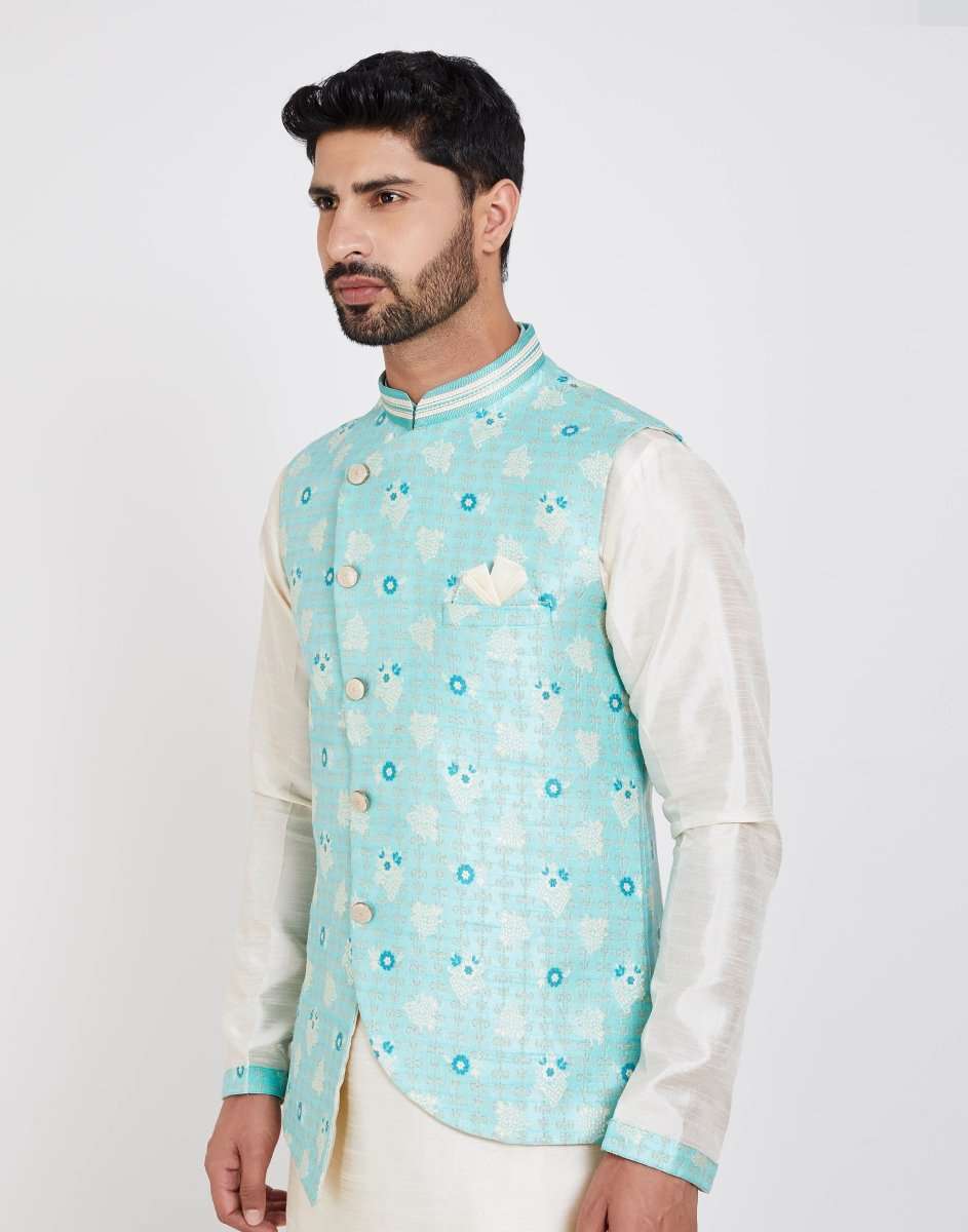 Self Brocade Kurtha Set