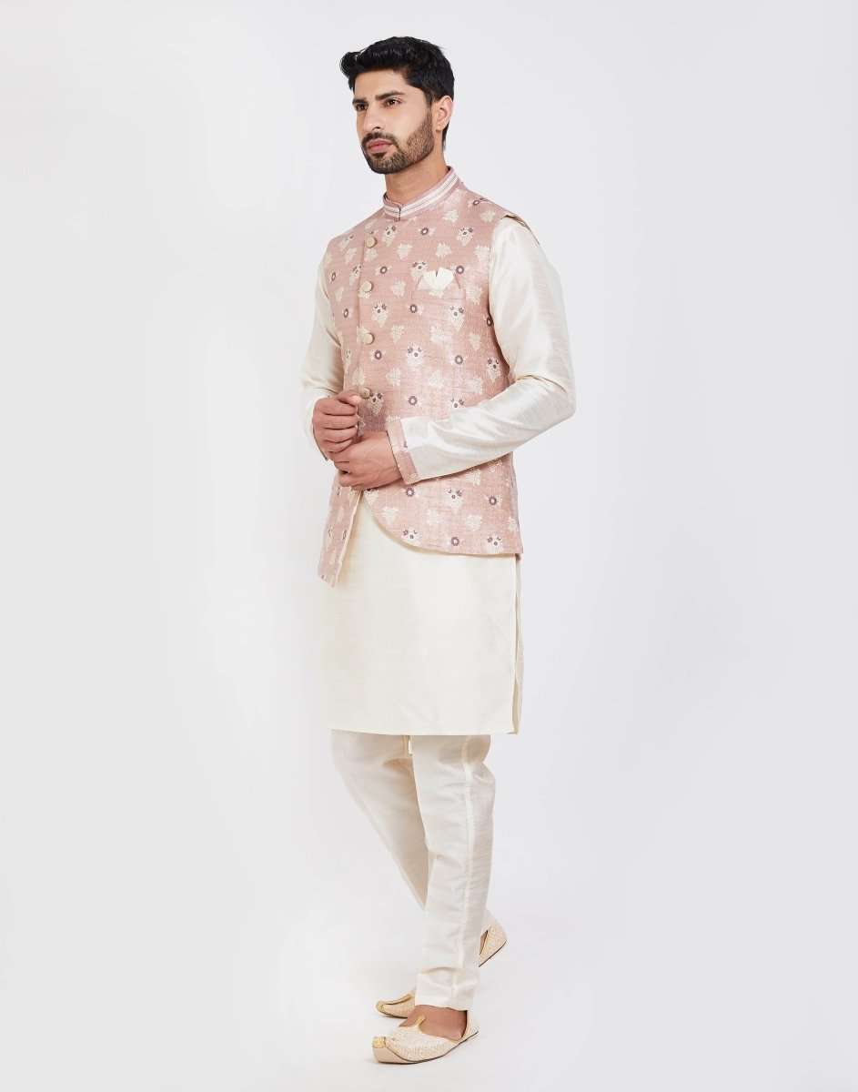 Self Brocade Kurtha Set