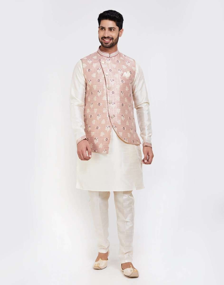 Self Brocade Kurtha Set