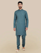 Dark Green Jacquard Self Design Kurtha Set