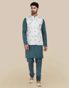 Dark Green Jacquard Self Design Kurtha Set