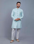 Self Broacde Silver Zari Work Semi Indo