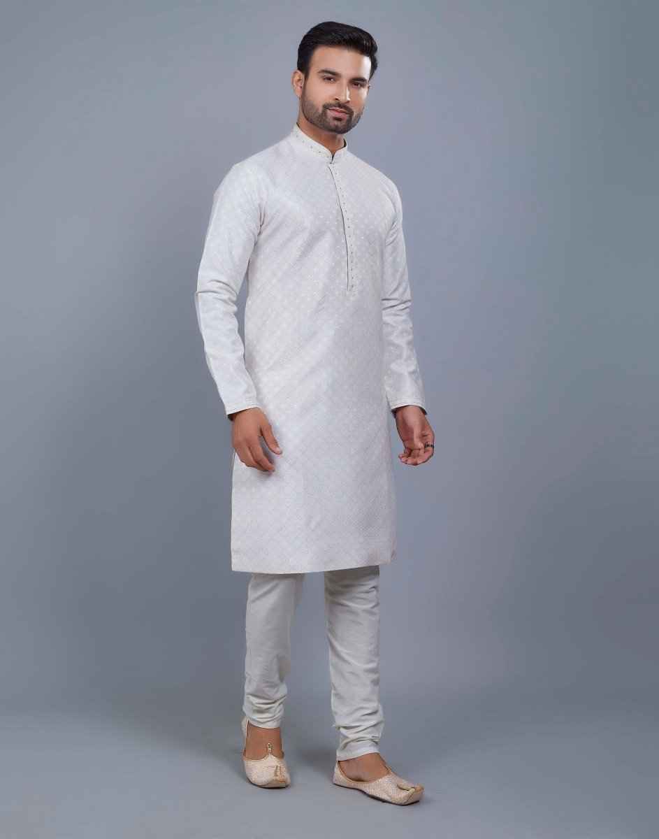 All Over Silver Motive Pattern Kurta Set