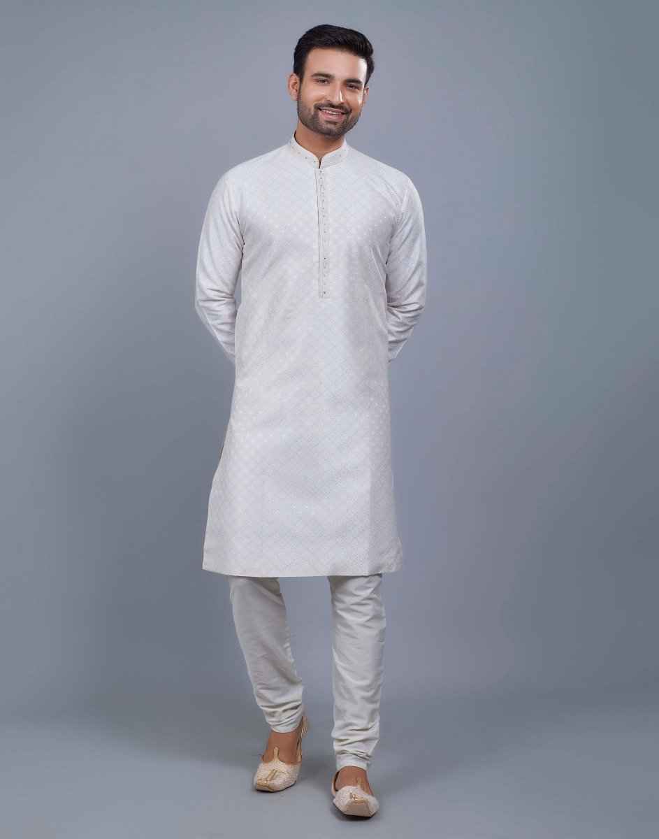 All Over Silver Motive Pattern Kurta Set