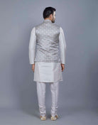 Brocade Design Silk Kurta Jacket Set