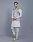 Brocade Design Silk Kurta Jacket Set