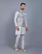 Brocade Design Silk Kurta Jacket Set