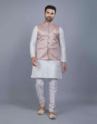 Brocade Design Silk Kurta Jacket Set