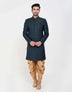 Navy Blue Jacquard And Thread Work Indo Western Sherwani