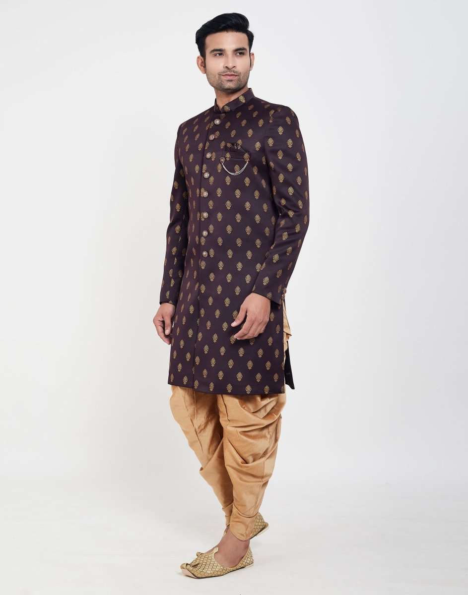 Jacquard Printed Booties Design Indo Western Sherwani