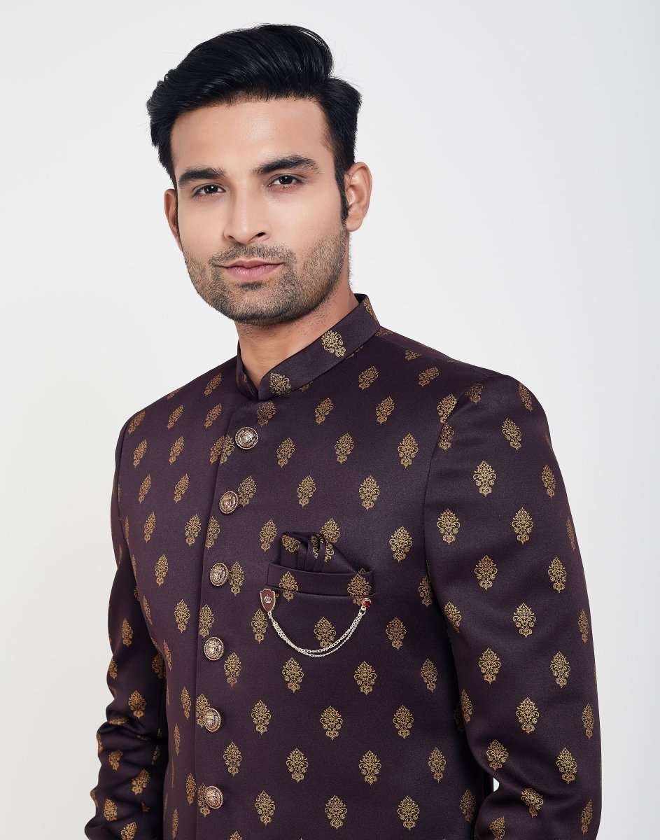 Jacquard Printed Booties Design Indo Western Sherwani