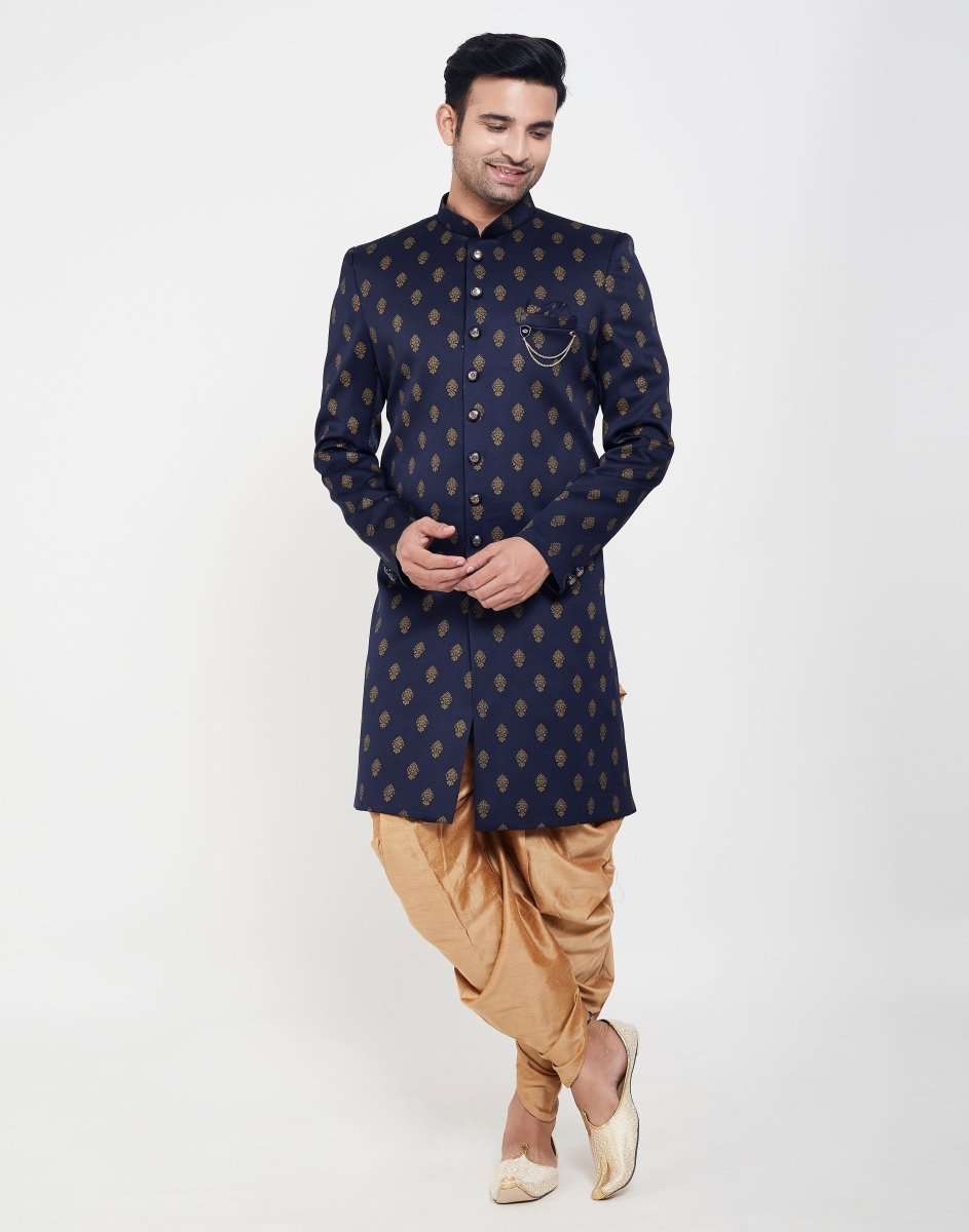 Jacquard Printed Booties Design Indo Western Sherwani
