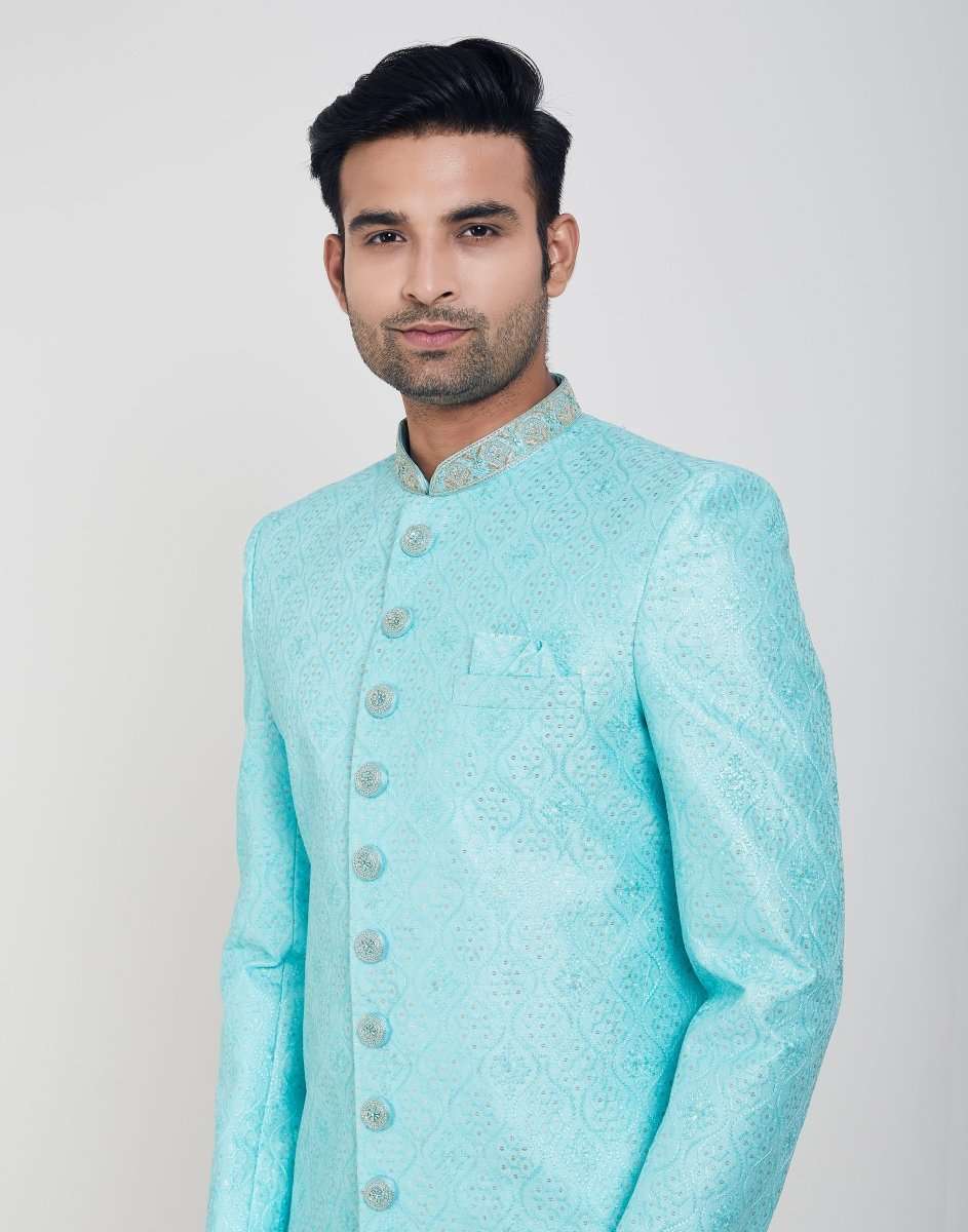 Thread And Sequence Work Indo Western Sherwani Set