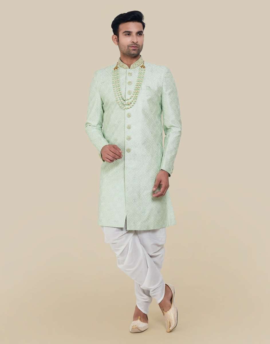 Thread And Sequence Work Indo Western Sherwani Set