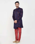 Navy Blue With Marron Self Jacquard Design Semi Indo