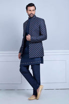 Blue Rawsilk Stylish Indo Open Jacket