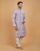 Soft Silk Floral Thread Embroidery Kurta Set