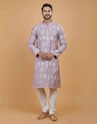 Soft Silk Floral Thread Embroidery Kurta Set