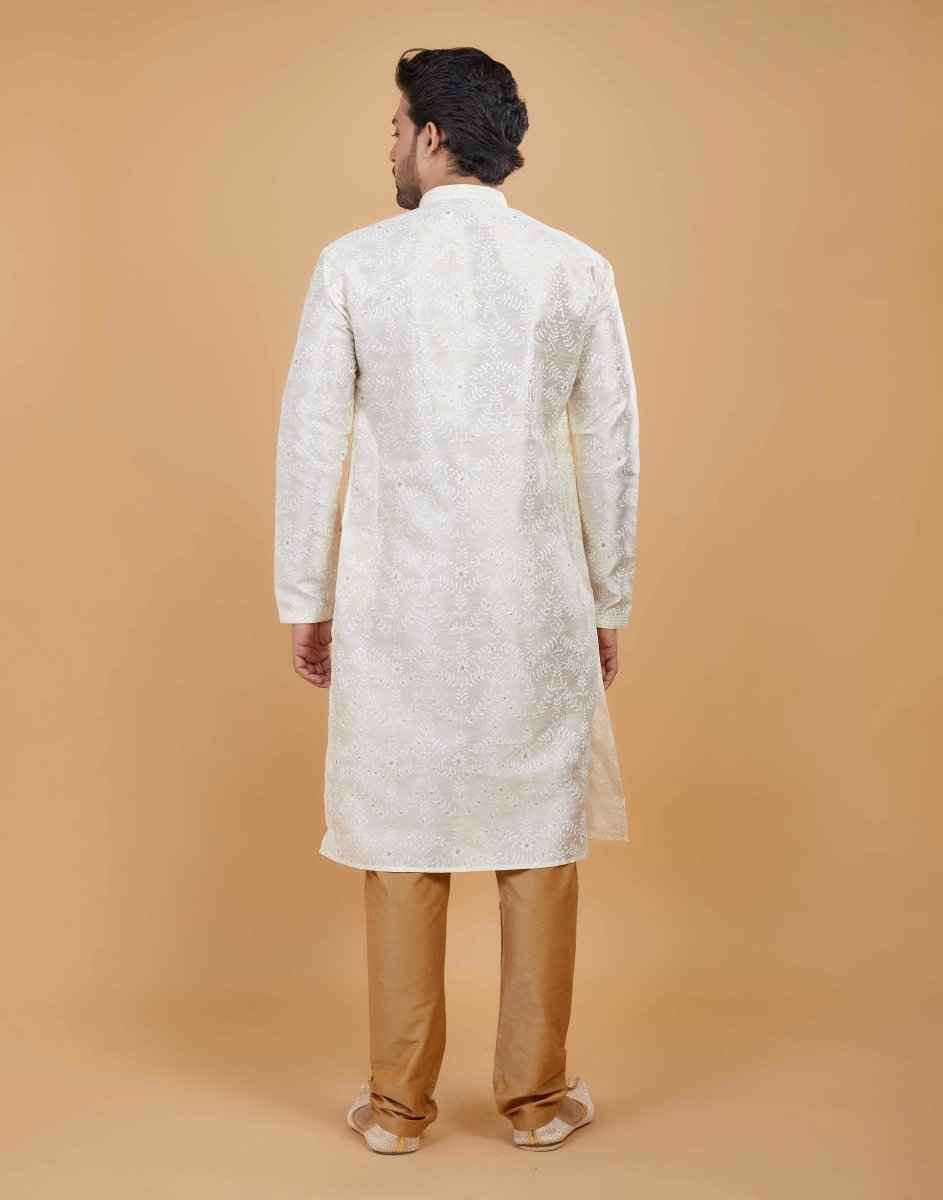 All Over Leaf Embroidery Style Kurta Set